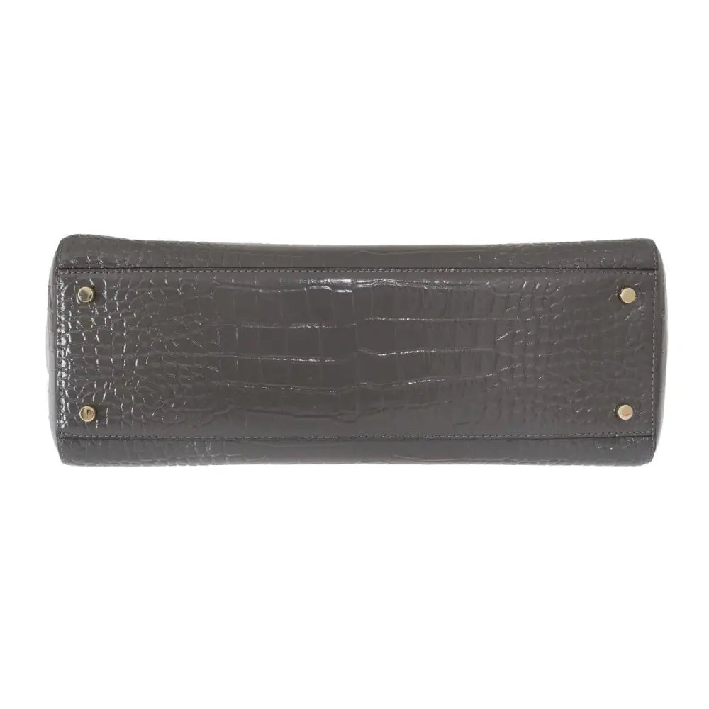 Kate Spade Grey Croc Embossed Leather Elissa Bristol Drive Tote Handbag Bag