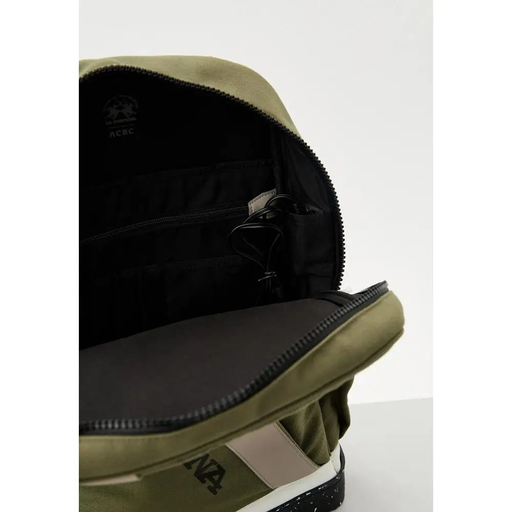 La Martina bicolor canvas backpack i olivengrøn med sorte lynlåse