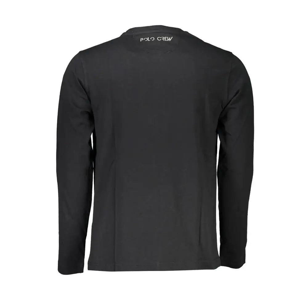Sort La Martina Classic Crew Neck Embroidered Tee i sort med hvid polo crew-broderi