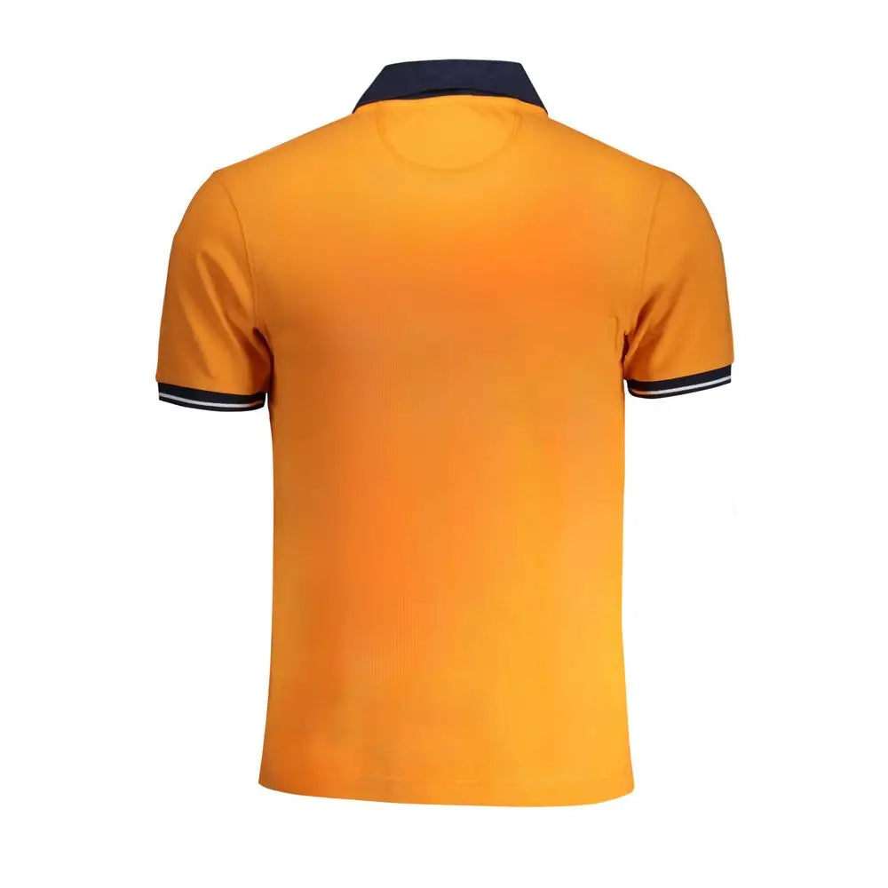 La Martina orange cotton polo shirt i levende orange med navy krave
