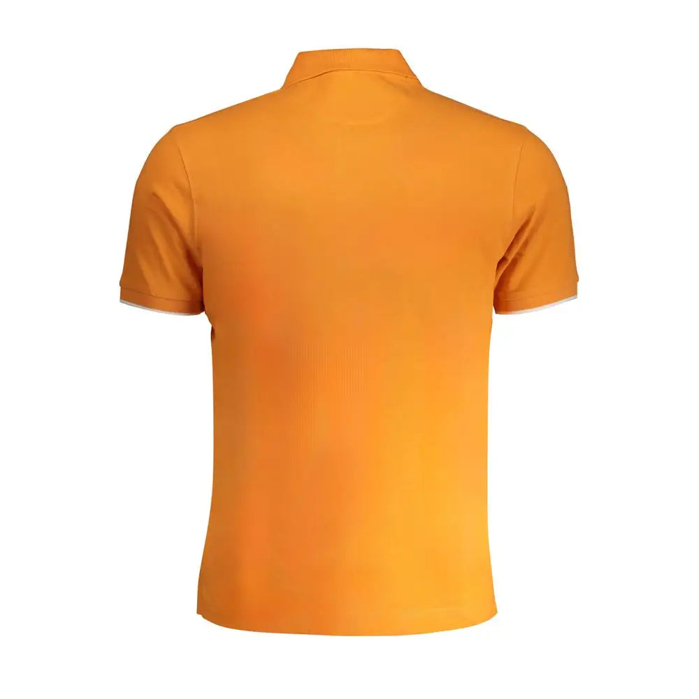 La Martina orange cotton polo shirt med klassisk krave og sømme