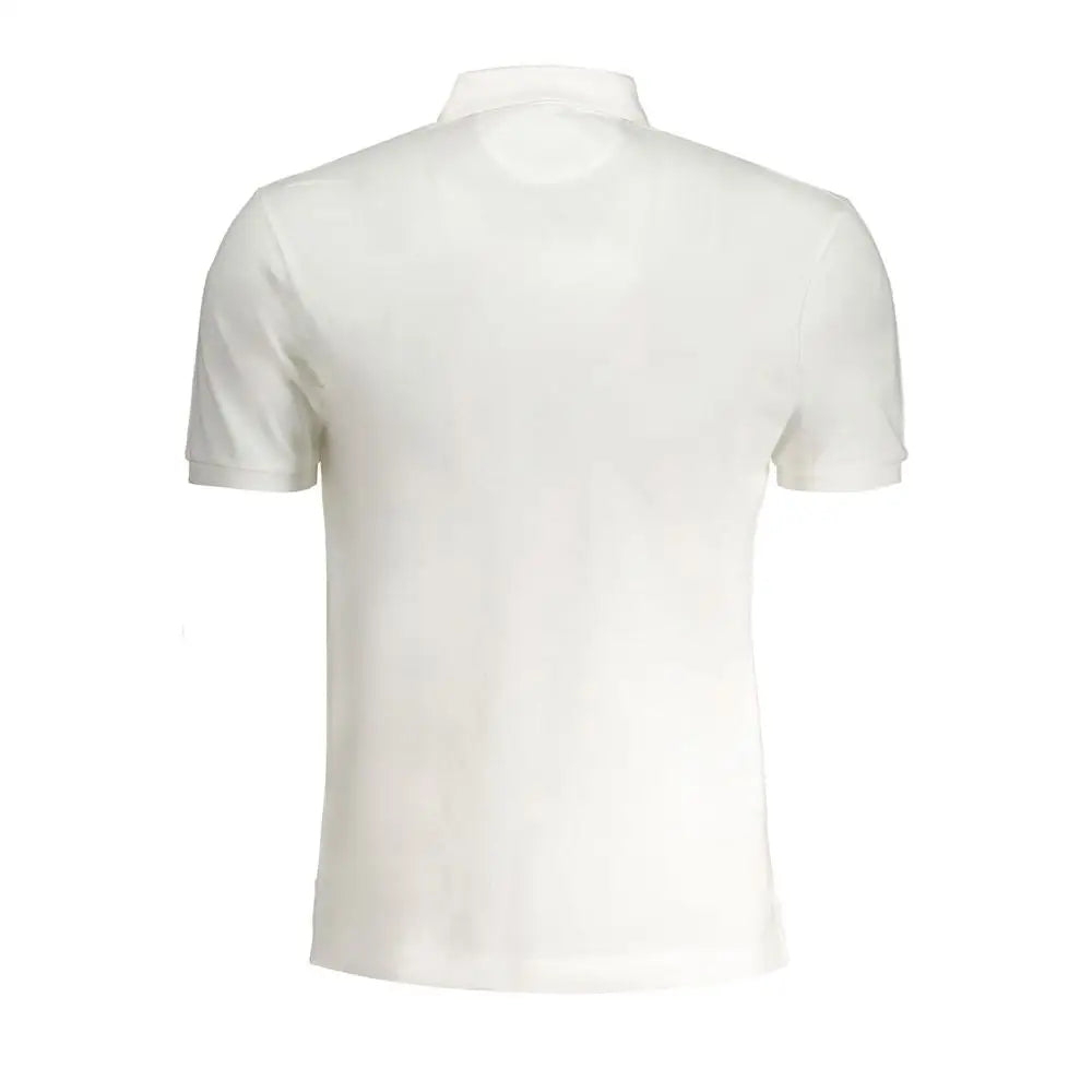 La Martina white cotton polo shirt with classic collar and ribbed cuffs