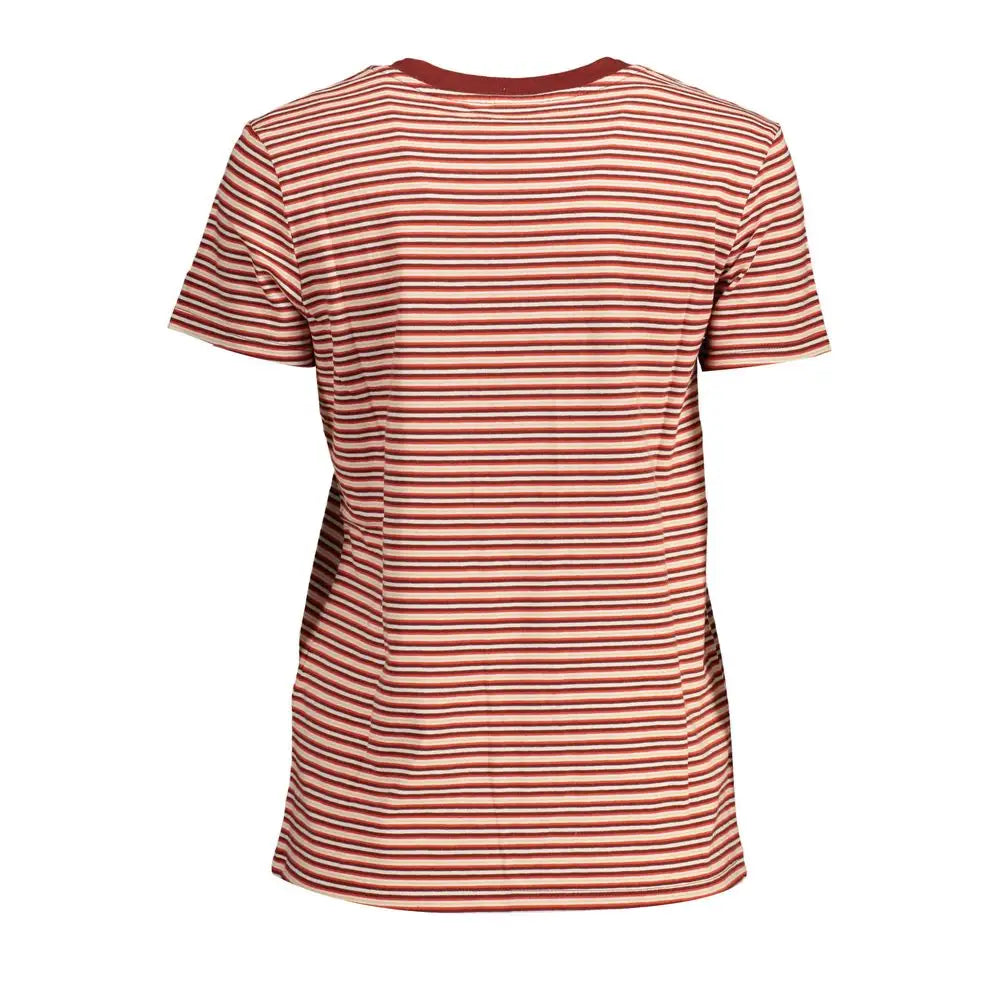 Levis red cotton kvinders t-shirt med rust og creme striber
