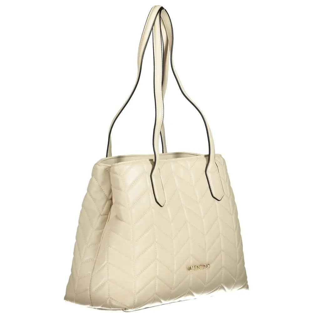 Mario Valentino beige polyethylen håndtaske i cremekvædet læder