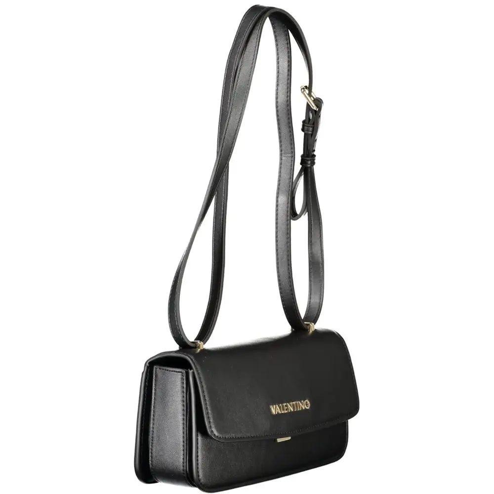 Mario Valentino sort læder crossbody taske med guld-logo