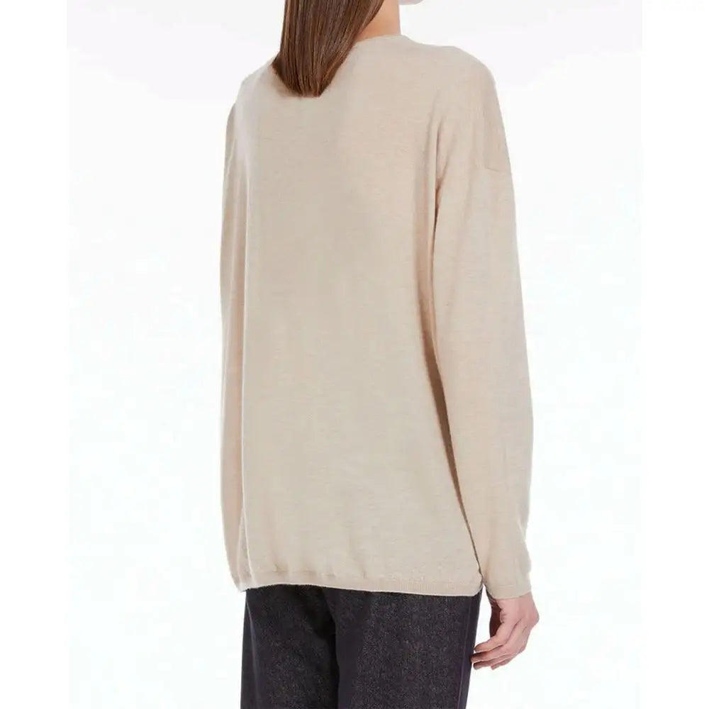 Max Mara beige cashmere sweater med løs passform og lange ærmer