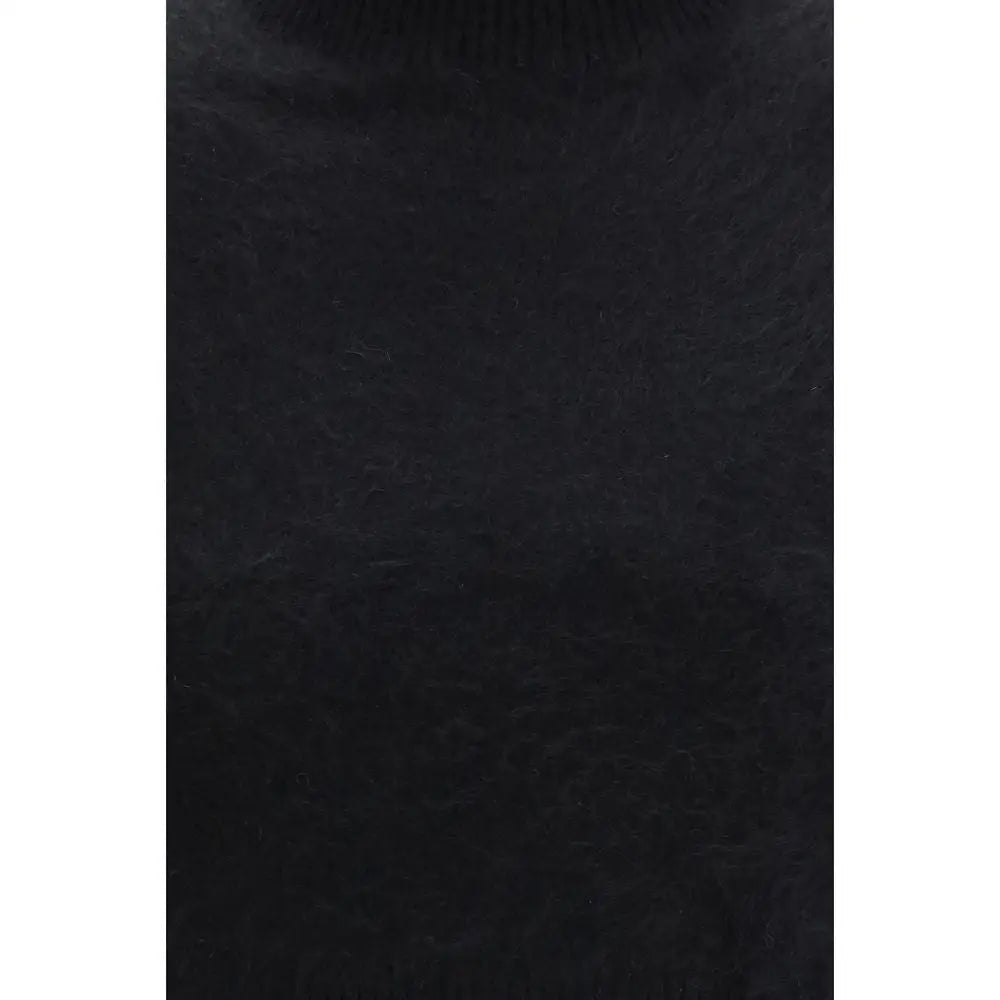 Max Maras sort cashmere sweater med sort tekstureret strik