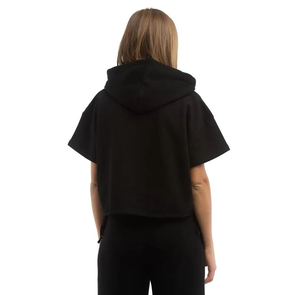 Sort Moschino sort cropped hoodie i bomuld, outlet mærkevarer 100% originale brands