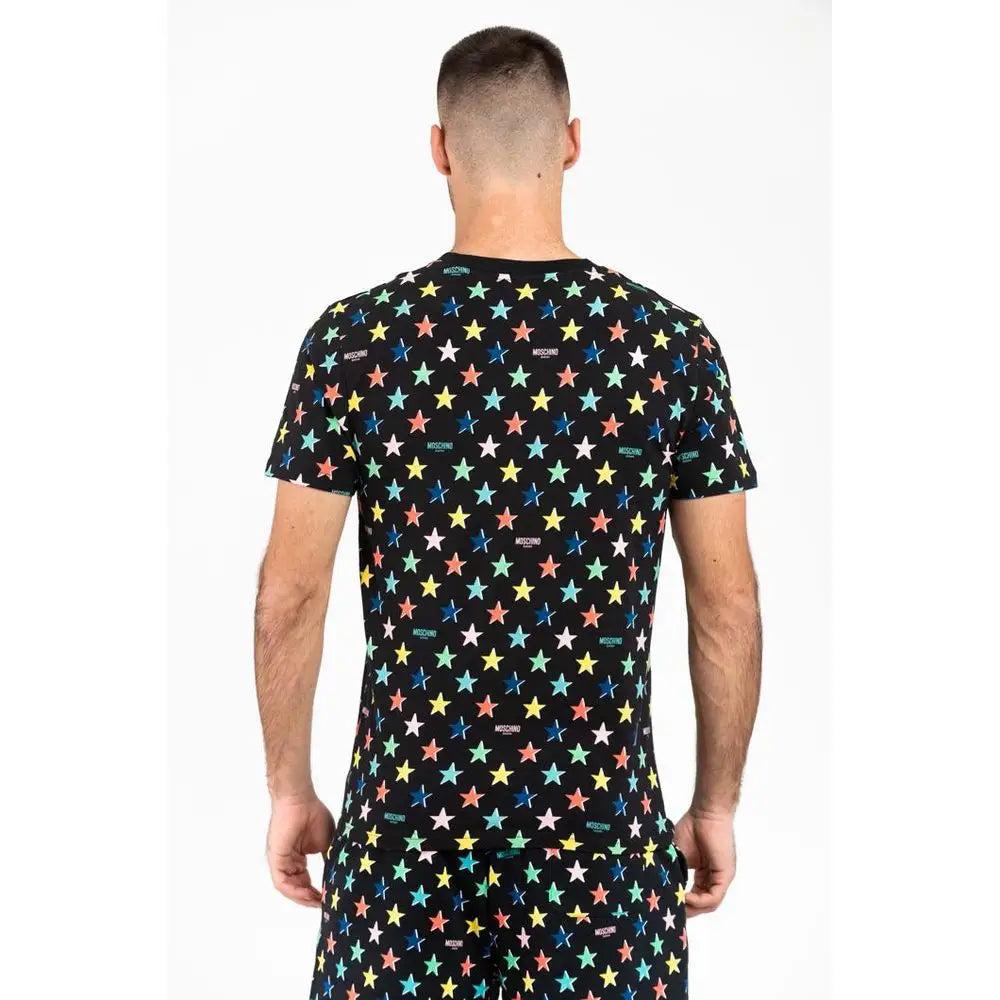 Moschino sort bomuldstrøje med regnbue stjerner og logoer – spar 30–70% på mode