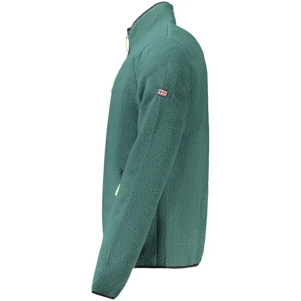 Teal fleece jakke med norsk flag, høj krave, verde polyester herre sweatshirt
