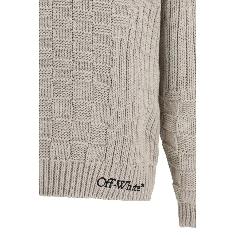 Beige bomuldssweatshirt fra Off-White med tekstureret strik og logo