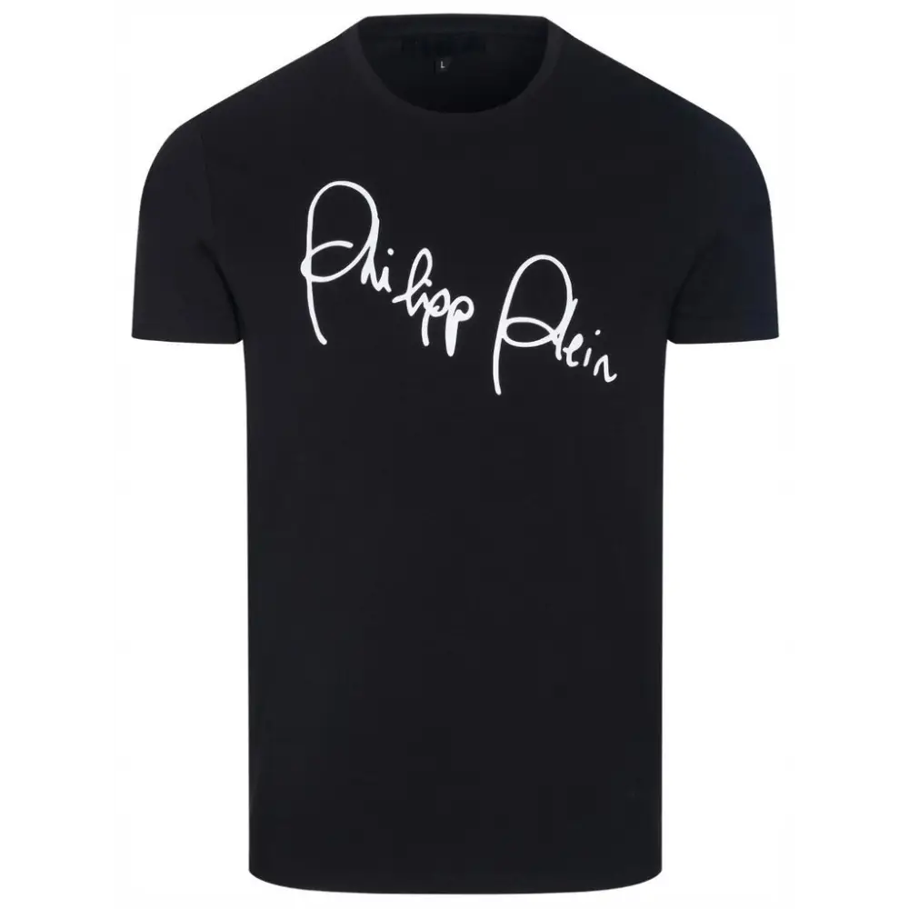 Philipp Plein black cotton t-shirt with white cursive logo