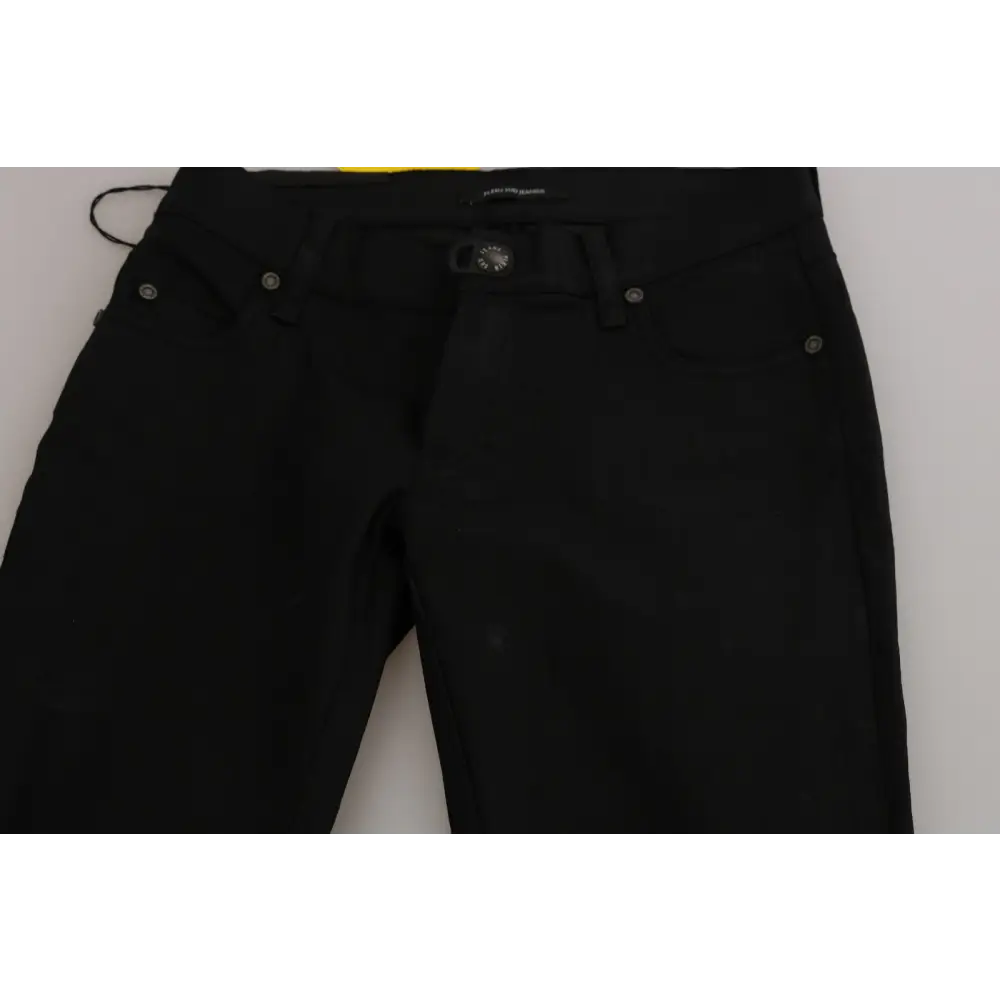 PLEIN SUD Cotton Black Mid Waist Skinny Denim Jeans - Jeans