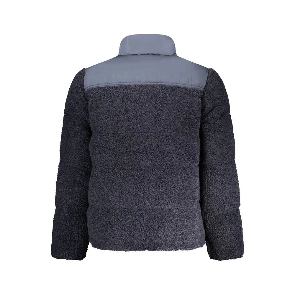 Mørk grå rifle blue polyester jakke med lys grå sherpa-foring