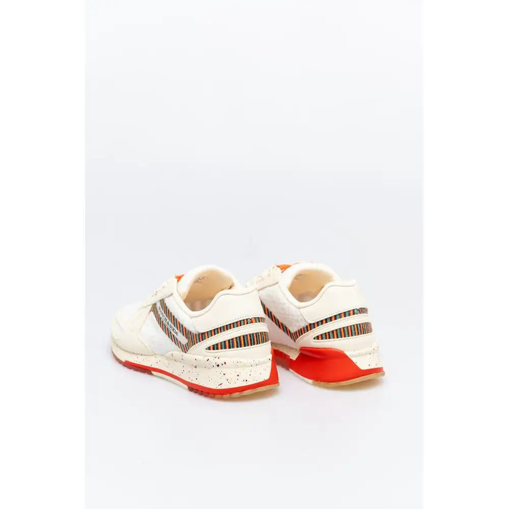 Hvide læder sportssko Scotch & Soda med røde såler og farverige striber