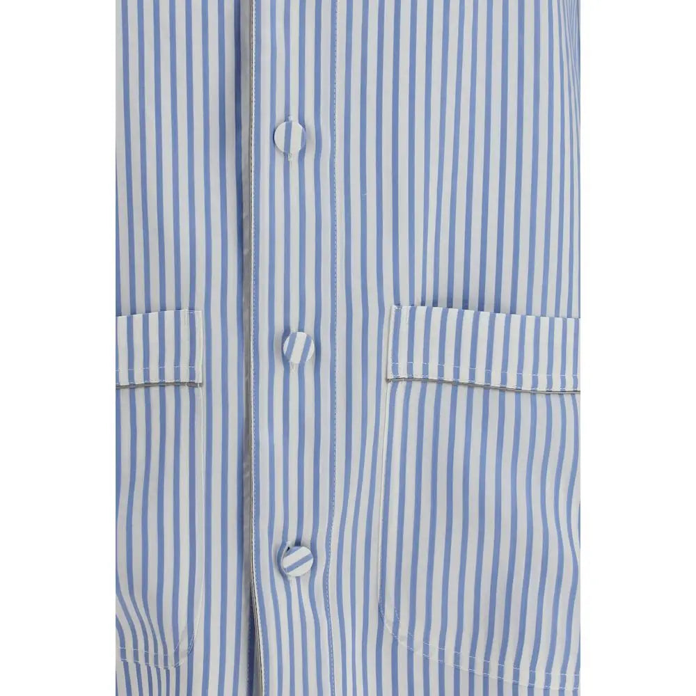 Tom Ford multicolor silk top med blå-hvide striber og matchende knapper