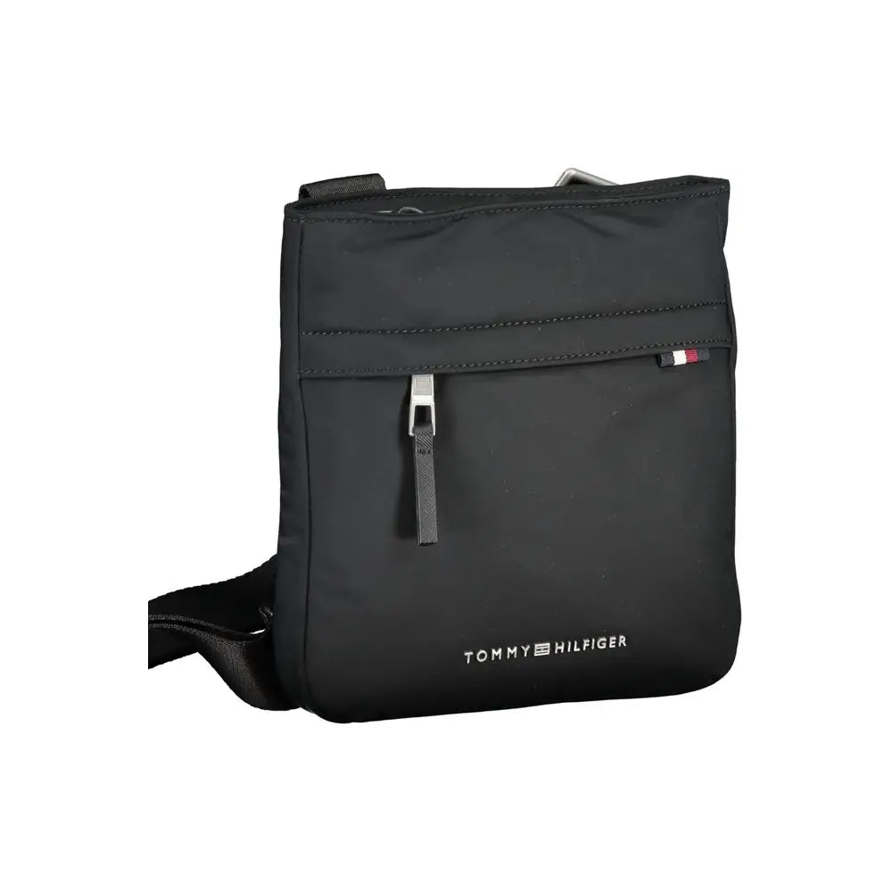 Tommy hilfiger black polyester crossbody bag med minimalistisk design
