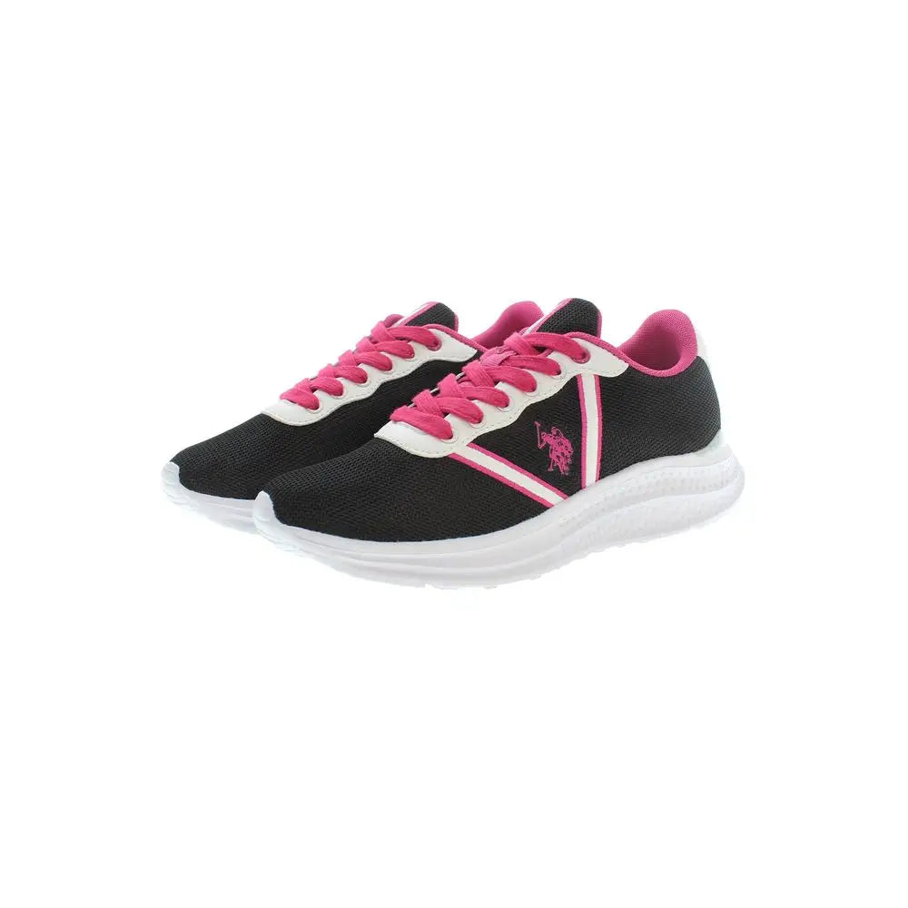 U.S. Polo Assn. sorte polyester kvinders sneakers i sort med pink og hvide detaljer