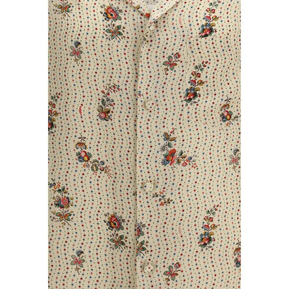 Valentino multicolor silk pattern shirt with cream floral and star design