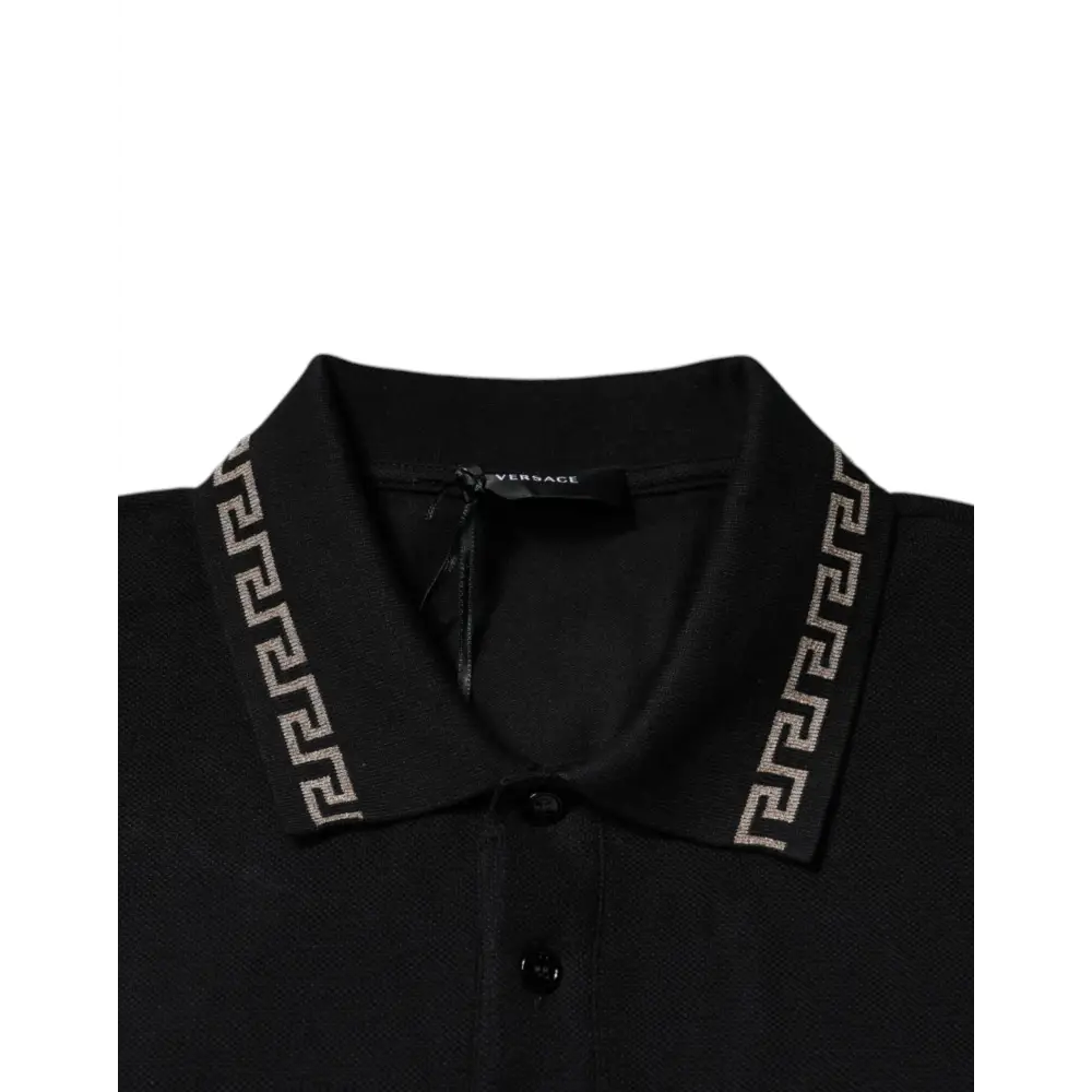 Versace Black Viscose Collared Polo Short Sleeves T-shirt - T-shirts