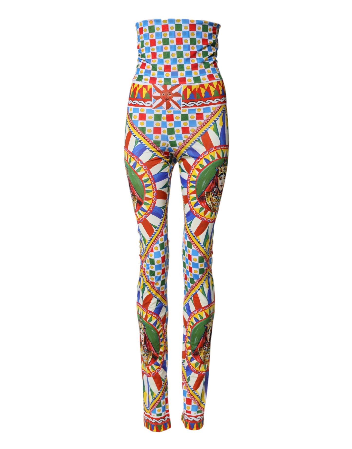 Dolce &amp; Gabbana Multicolor Carretto Leggings High Waist Pants