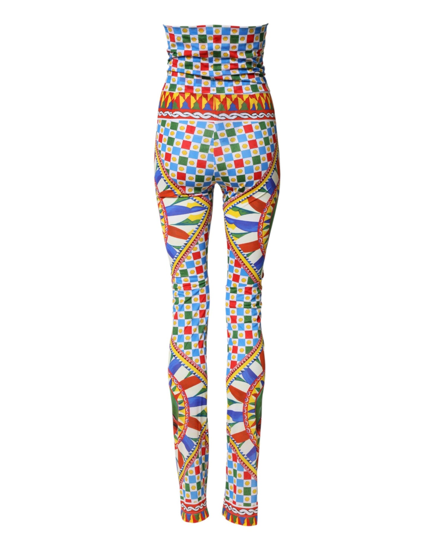 Dolce &amp; Gabbana Multicolor Carretto Leggings High Waist Pants