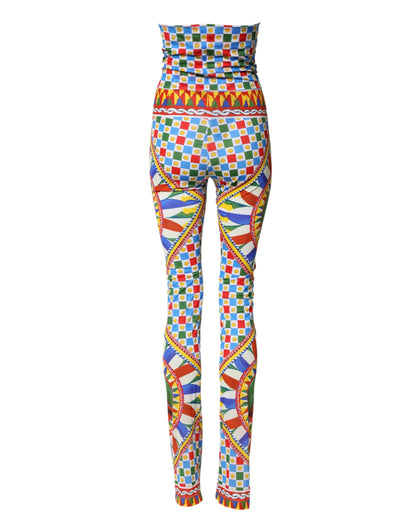 Dolce &amp; Gabbana Multicolor Carretto Leggings High Waist Pants