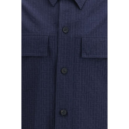 Balmain Blue Cotton Shell Jacket