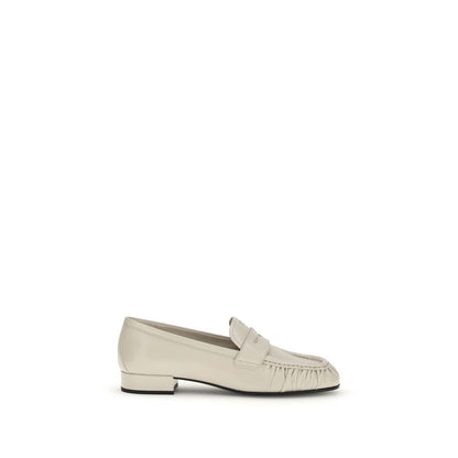 Prada Cream Calf Leather Bos Taurus Slip-On Loafers