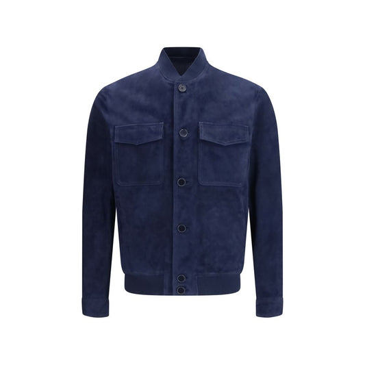 Salvatore Santoro Blue Calf Leather Bos Taurus Shell Jacket