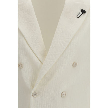 Lardini White Cotton Blazer