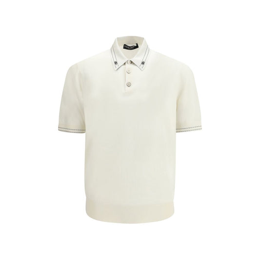 Dolce & Gabbana Beige Silk Polo Shirt