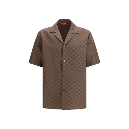 Gucci Brown Linen Shortsleeve Shirt
