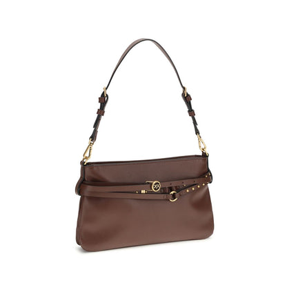 PINKO Brown Calf Leather Bos Taurus Shoulder Bag