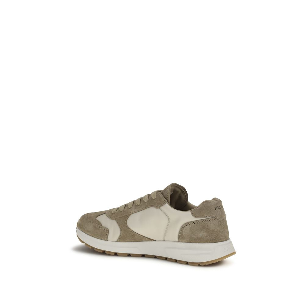 Prada Beige Calf Leather Bos Taurus Athletic Sneakers
