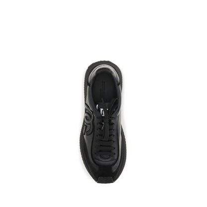 Dolce & Gabbana Black Calf Leather Bos Taurus Athletic Sneakers