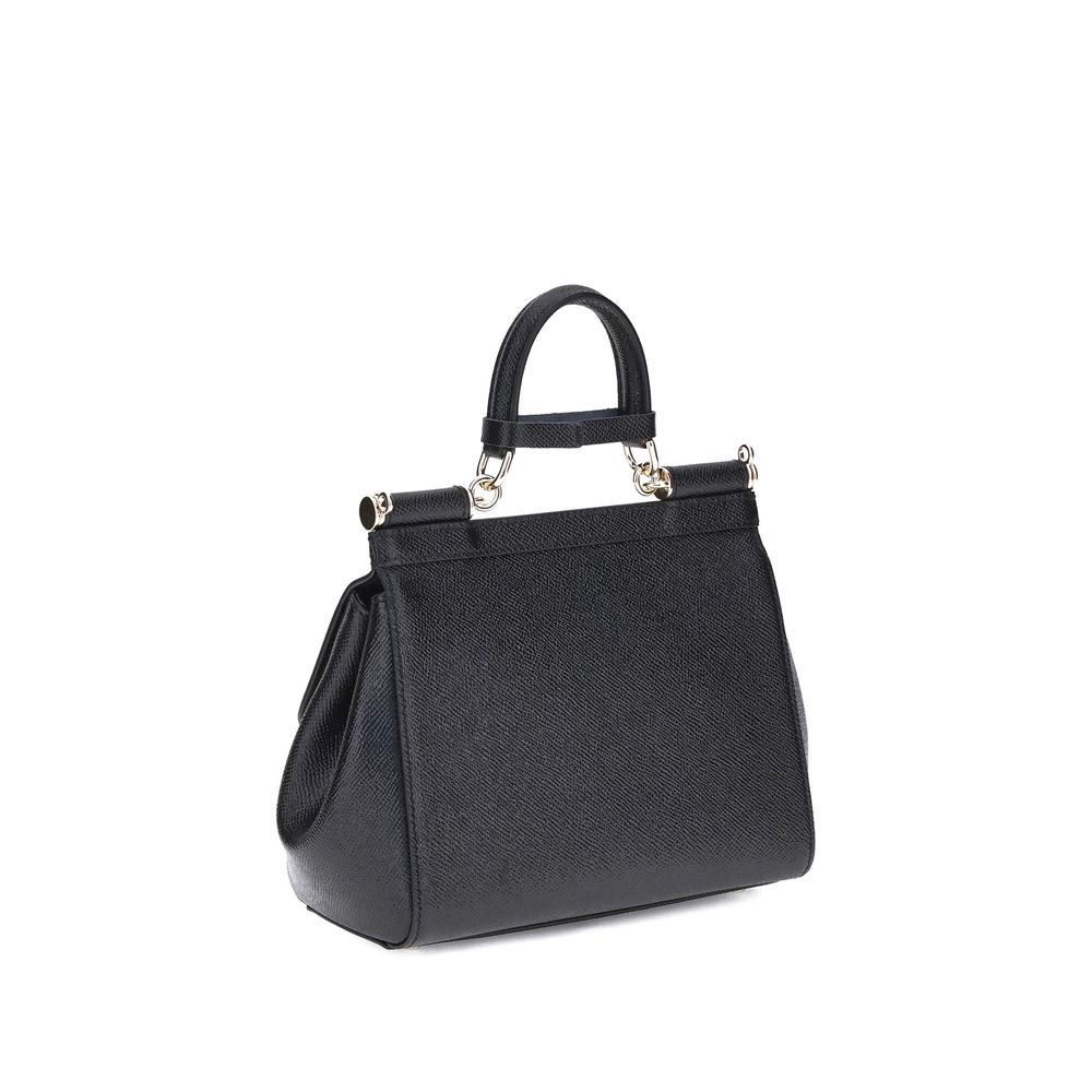 Dolce & Gabbana Black Calf Leather Bos Taurus Shoulder Bag