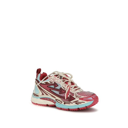 Off-White Multicolor Polyester Athletic Sneakers