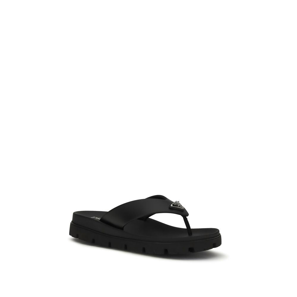 Prada Brown Calf Leather Bos Taurus Flat Sandals