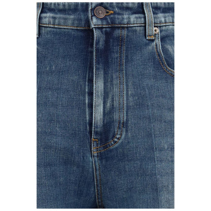 Balenciaga Blue Cotton High-Waisted Jeans
