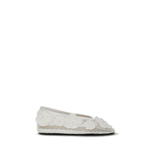Ganni White Polyethylene Ballet Flats