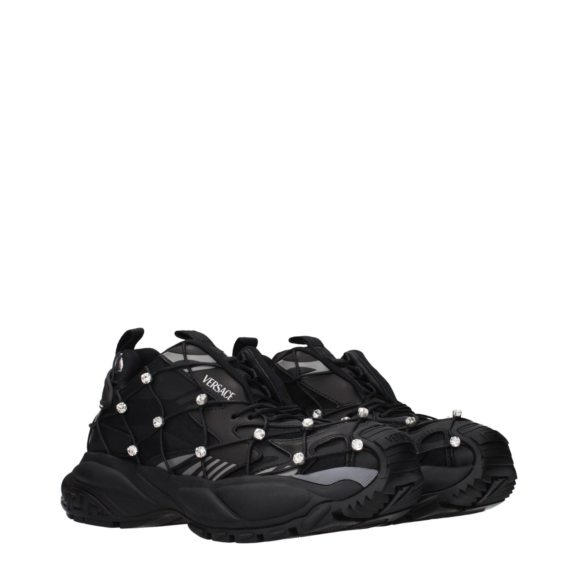 Versace Black Fabric Chunky Sneakers