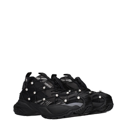 Versace Black Fabric Chunky Sneakers