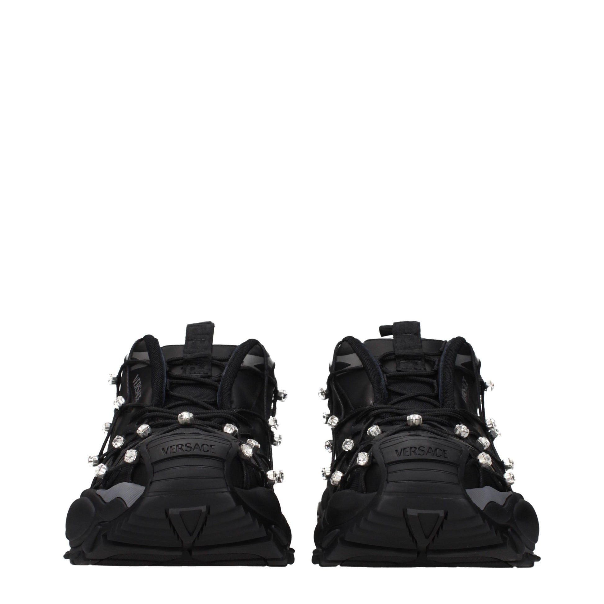Versace Black Fabric Chunky Sneakers