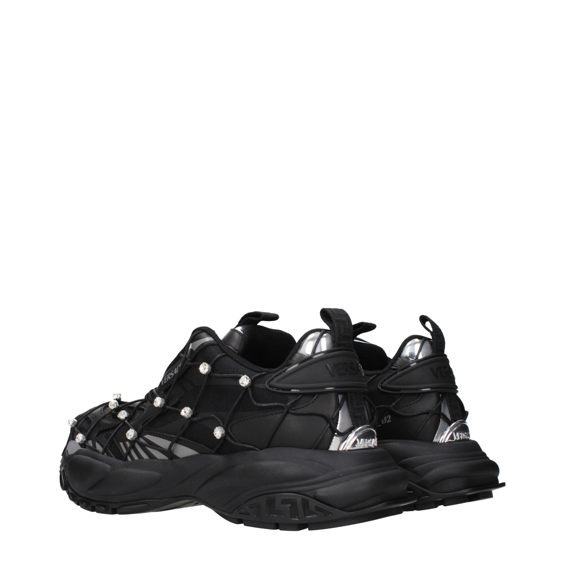 Versace Black Fabric Chunky Sneakers