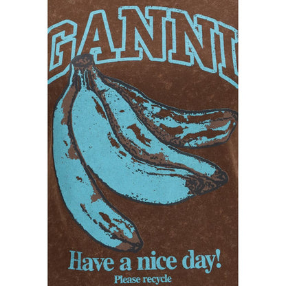 Ganni Brown Cotton T-Shirt