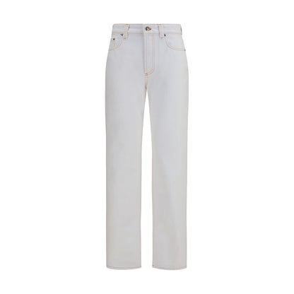 Versace White Cotton High-Waisted Jeans