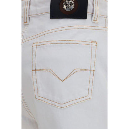 Versace White Cotton High-Waisted Jeans