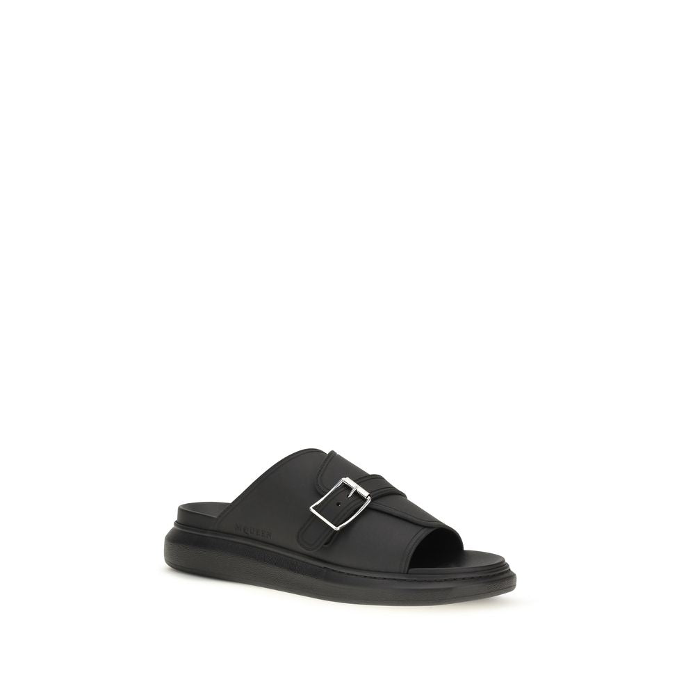 Alexander McQueen Black Calf Leather Bos Taurus Platform Sandals