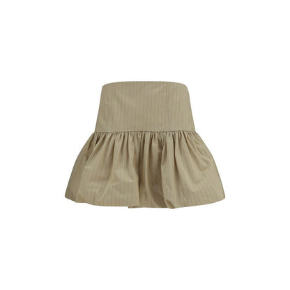 Ganni Beige Cotton Mini Skirt